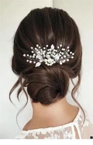 img 4 attached to 👰 Yean Silver Leaf Bridal Hair Comb with Pearl Accents - Elegant Wedding Hair Accessories for Women and Girls (Comb-001)