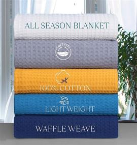 img 1 attached to 👑 Super Soft All-Season King Size Waffle Weave Cotton Blanket - Navy (90 x 108 inches)