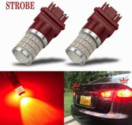 highly visible 9-30v flashing strobe blinking brake lights - 3157 3057 🔴 3156 3056 led bulbs with projector for tail brake stop lights, brilliant red logo