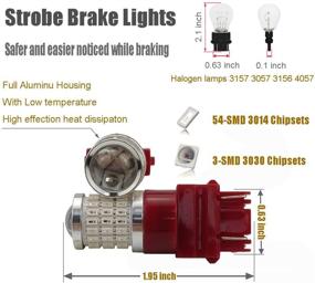 img 3 attached to Highly Visible 9-30V Flashing Strobe Blinking Brake Lights - 3157 3057 🔴 3156 3056 LED Bulbs with Projector for Tail Brake Stop Lights, Brilliant Red