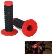 red universal motorcycle hand bar grips - 2pcs anti-slip rubber racing grip for motocross dirt bikes - compatible with cr80r/85r, crf150r, cr125r/250r, crf450r logo