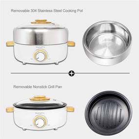 img 2 attached to 🍳 Kuchepro 2-in-1 Multi-function Electric Grill & Hot Pot Mini, Non-stick Cooking Pot, 2.5L, Removable 304 Stainless Steel, Ideal for Fried, Stir-fried, Stewed, and Braised Cooking (White)