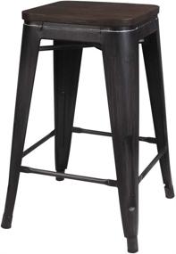 img 1 attached to GIA M01 24ANTIBK_DWOOD_2 Barstools Wooden Antique