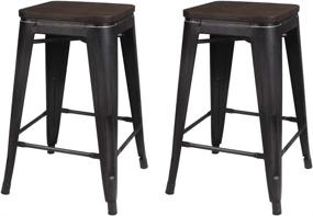 img 4 attached to GIA M01 24ANTIBK_DWOOD_2 Barstools Wooden Antique