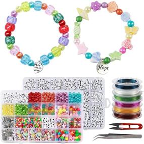 img 3 attached to 🔤 Creative DIY Letter Beads Set: Colorful Charms for Custom Necklaces, Bracelets, and Decorations - Complete with Alphabet Beads, Elastic String, and Accessories