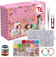 🔤 creative diy letter beads set: colorful charms for custom necklaces, bracelets, and decorations - complete with alphabet beads, elastic string, and accessories logo