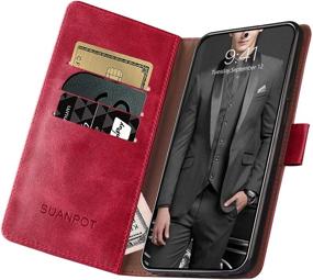 img 1 attached to SUANPOT For Samsung Galaxy A71 5G (Non 4G Version) Leather Wallet Case With RFID Credit Card Holder Flip Folio Book Phone Case Cover For Samsung A71 Case Wallet For Men Women Shockproof Red