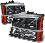 dna motoring hl-oh-cs03-4p-bk-am black amber headlights for chevy silverado avalanche 2003-2006: aesthetically pleasing & compatible upgrade logo