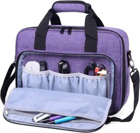 img 3 attached to Luxja Projector Case with Accessories Storage Pockets - Compatible with Most Major Projectors (Medium Size: 13.75 x 10.5 x 4.5 Inches) - Purple