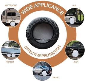 img 1 attached to 🚐 Kayme RV Tire Covers Set of 4 - Waterproof Wheel Cover for Travel Trailer, Camper, SUV, Motorhome - Sun, Rain, Snow Protector - Fits 24-26 Inch Tire Diameter - Black