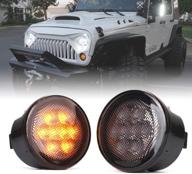 xprite amber smoke lens светодиодные указатели поворота в сборе с функцией парковки, совместимые с jeep wrangler jk & amp 2007-2018 гг. логотип