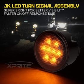 img 3 attached to Xprite Amber Smoke Lens Светодиодные указатели поворота в сборе с функцией парковки, совместимые с Jeep Wrangler JK & Amp 2007-2018 гг.