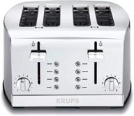 🍞 krups kh734d breakfast set 4-slot toaster - brushed chrome stainless steel housing, 4-slices with dual independent control panel - silver логотип