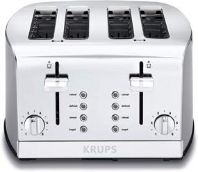 img 4 attached to 🍞 KRUPS KH734D Breakfast Set 4-Slot Toaster - Brushed Chrome Stainless Steel Housing, 4-Slices with Dual Independent Control Panel - Silver