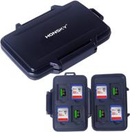 🔒 waterproof sd card holder case for sd cards, micro sd cards, sdhc sdxc - honsky black memory card holder logo