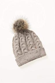 img 1 attached to 🧣 Stay Cozy in Style: Aran Crafts Women's Irish Cable Knitted Soft Pom Faux Fur Hat – 100% Merino Wool