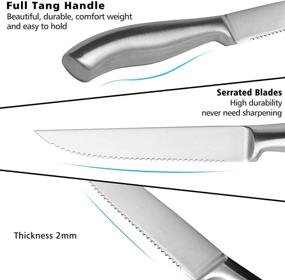 img 1 attached to 🔪 Ishetao Set of 6 Serrated Stainless Steel Steak Knives - Dishwasher Safe for Effortless Maintenance