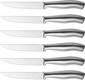 img 4 attached to 🔪 Ishetao Set of 6 Serrated Stainless Steel Steak Knives - Dishwasher Safe for Effortless Maintenance