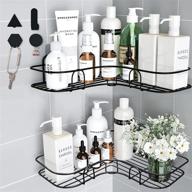 hurifox 2-pack corner shower caddy - hanging bathroom organizer - rust-proof bathtub accessories storage rack - shampoo holder wall organization - adhesive basket shelf (black) logo