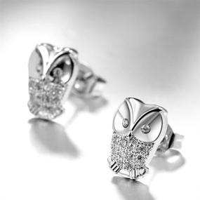 img 2 attached to 🦉 Sterling Silver Plated Cute Owl Screwback Earrings for Girls - Perfect Gift Option by Acxico Women