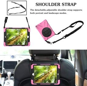 img 2 attached to 💖 TSQ iPad Mini 2/3/1 Case for Kids Girls - Pink, Shockproof with 360° Rotating Stand/Hand Strap/Shoulder Strap