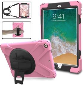 img 4 attached to 💖 TSQ iPad Mini 2/3/1 Case for Kids Girls - Pink, Shockproof with 360° Rotating Stand/Hand Strap/Shoulder Strap