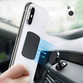 img 1 attached to HOSNNER Metal Plate Wrapped With Silicone For Magnetic Car Phone Holders - 6 Pack 3 Rectangle And 3 Round (Black Red Blue)