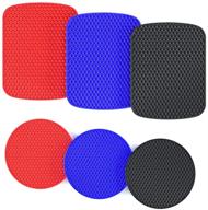 hosnner metal plate wrapped with silicone for magnetic car phone holders - 6 pack 3 rectangle and 3 round (black red blue) logo