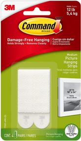 img 4 attached to 🖼️ Command Picture Hanging Strips - Medium White (12 lbs) - 6-Pk (24-Pair Total)
