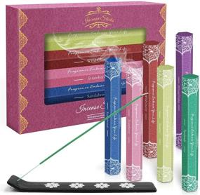 img 4 attached to 🌸 SCENTORINI Incense Sticks Variety Gift Pack - Sandalwood, Patchouli, African Violet, Strawberry, Jasmine, Wild Cherry - 120 Sticks, Complete with Holder in Box