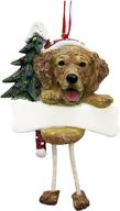 🐕 hand painted golden retriever ornament with charming 'dangling legs': easily personalized christmas decor logo