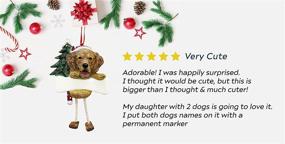 img 2 attached to 🐕 Hand Painted Golden Retriever Ornament with Charming 'Dangling Legs': Easily Personalized Christmas Decor