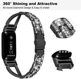 img 2 attached to V-MORO Блестящий браслет: роскошный браслет для Fitbit Luxe с регулируемым звеном, аксессуарами из нержавеющей стали и стильным блестящим дизайном