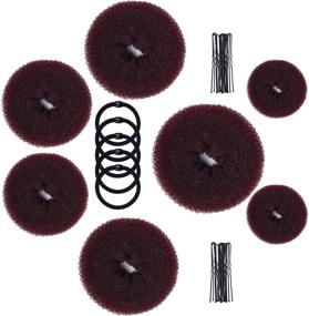 img 4 attached to 🎩 Effortless Hair Bun Maker Set with Elastic Bands and Hair Pins - MORGLES Donut Hair Bun Maker (Dark Brown)