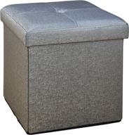 🔲 simplified metallic grey faux leather folding storage ottoman cube logo