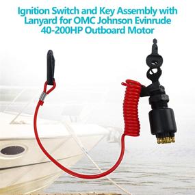 img 1 attached to Ignition Switch and Key Assembly with Lanyard for OMC Johnson Evinrude 40-200HP Outboard Motors, OE Replacement 175974 5005801