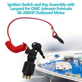 img 2 attached to Ignition Switch and Key Assembly with Lanyard for OMC Johnson Evinrude 40-200HP Outboard Motors, OE Replacement 175974 5005801