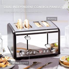 img 2 attached to 4 Slice Stainless Steel Toaster - CUSIBOX with Bagel, Defrost, Cancel Function, Extra Wide Slots, 6 Bread Shade Settings, 1650W, Black