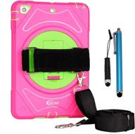 📱 cellular360 shockproof case for ipad air 2 - 2014 | car headrest mount case with 360° rotatable kickstand, adjustable handle & shoulder strap | pink/green color option logo