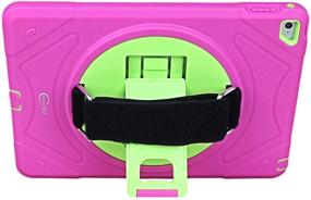 img 2 attached to 📱 Cellular360 Shockproof Case for iPad Air 2 - 2014 | Car Headrest Mount Case with 360° Rotatable Kickstand, Adjustable Handle & Shoulder Strap | Pink/Green Color Option