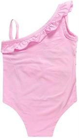 img 1 attached to Ruffles Shoulder Swimsuit Asymmetric 2 8Years Apparel & Accessories Baby Girls for Clothing