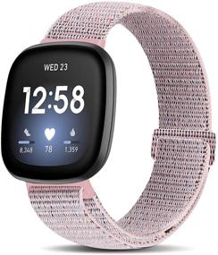 img 4 attached to 🏃 Upgraded Nylon Sports Loop Bands for Fitbit Versa 3/Sense - Soft and Adjustable Breathable Watch Straps for Comfortable Replacement Wristband, Suitable for Women and Men