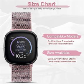 img 3 attached to 🏃 Upgraded Nylon Sports Loop Bands for Fitbit Versa 3/Sense - Soft and Adjustable Breathable Watch Straps for Comfortable Replacement Wristband, Suitable for Women and Men
