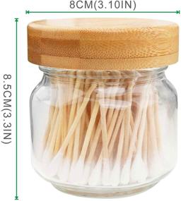 img 3 attached to 🏡 Farmhouse Decor Apothecary Jars with Bamboo Lids - 2-Pack Mason Jar Bathroom Accessory Set for Stylish Rustic Storage of Cotton Balls, Swabs, and More
