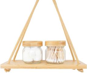 img 1 attached to 🏡 Farmhouse Decor Apothecary Jars with Bamboo Lids - 2-Pack Mason Jar Bathroom Accessory Set for Stylish Rustic Storage of Cotton Balls, Swabs, and More