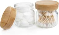 🏡 farmhouse decor apothecary jars with bamboo lids - 2-pack mason jar bathroom accessory set for stylish rustic storage of cotton balls, swabs, and more logo
