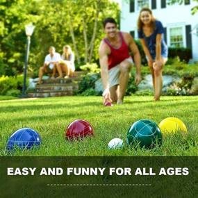 img 2 attached to ✨ VSSAL Bocce Ball Set: Premium Yard Game for Kids & Adults - 8 Polyresin Bochie Balls, Carrying Bag, Measuring Rope & More!