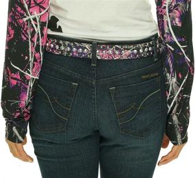 img 2 attached to 🌸 Women's Western Rhinestone Studded Bling Belt with Buckle - Muddy Girl Pink Camo Design, X-Large