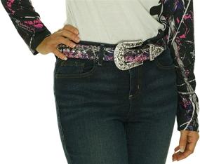 img 3 attached to 🌸 Women's Western Rhinestone Studded Bling Belt with Buckle - Muddy Girl Pink Camo Design, X-Large