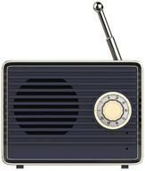dosmix wireless retro speakers: portable bluetooth vintage speaker with mic, usb, long playtime - naval blue logo